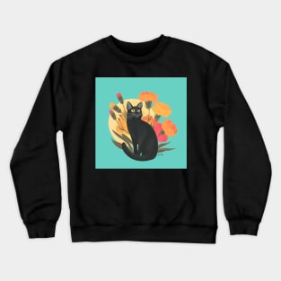 Black Cat & Carnations Crewneck Sweatshirt